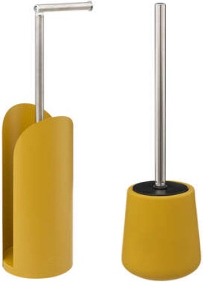 5Five Cocoon Porte-rouleau de papier toilette flexible + brosse WC - Jaune