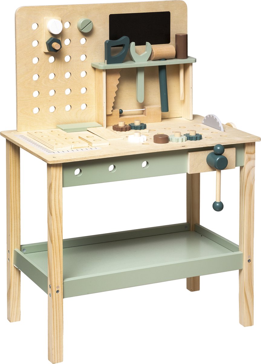Atmosphera Kids houten werkbank speelgoed met gereedschap – vanaf 3 jaar