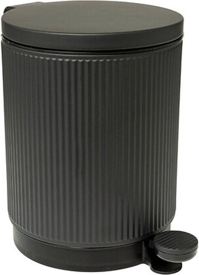 5Five Prullenbak/pedaalemmer Onyx - metaal/kunststof - 5L - antraciet - D20 x H27 cm - met binnenbak