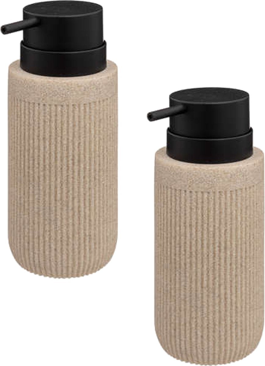 5Five Seifenspender Onyx - 2er-Set - beige - Polystone - 17 x 7 cm - 350 ml