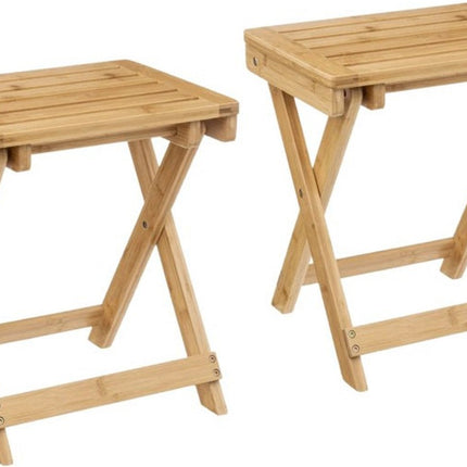 5Five - Bijzettafel opvouwbaar - 2x - bamboe hout - L39 x B33 x H44 cm