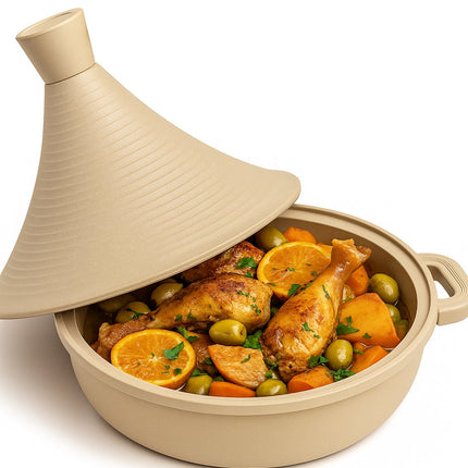 Tajine Marrakesh- Luxe Aluminium Tajine inductie| Taupe | Geschikt voor 4-8 personen