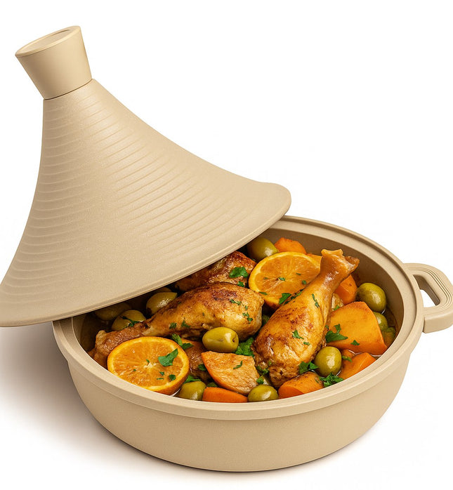 Tajine Marrakesh- Luxe Aluminium Tajine inductie| Taupe | Geschikt voor 4-8 personen