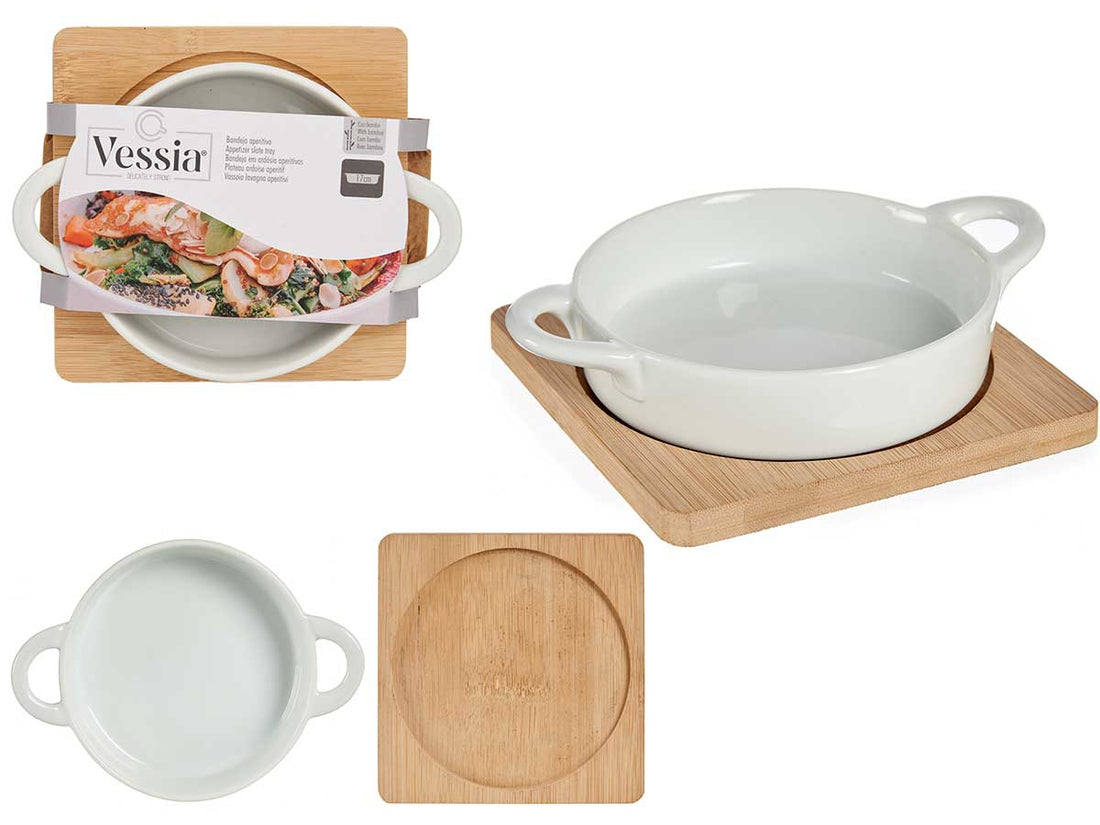Serving Dish with Bamboo Coaster – 12.5 cm – Stylish and Practical