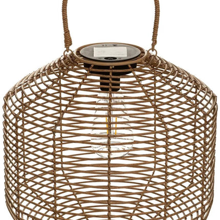 Atmosphera Solar tuin lantaarn - naturel - rotan kunststof - 30 x 30 cm - buiten - Led licht