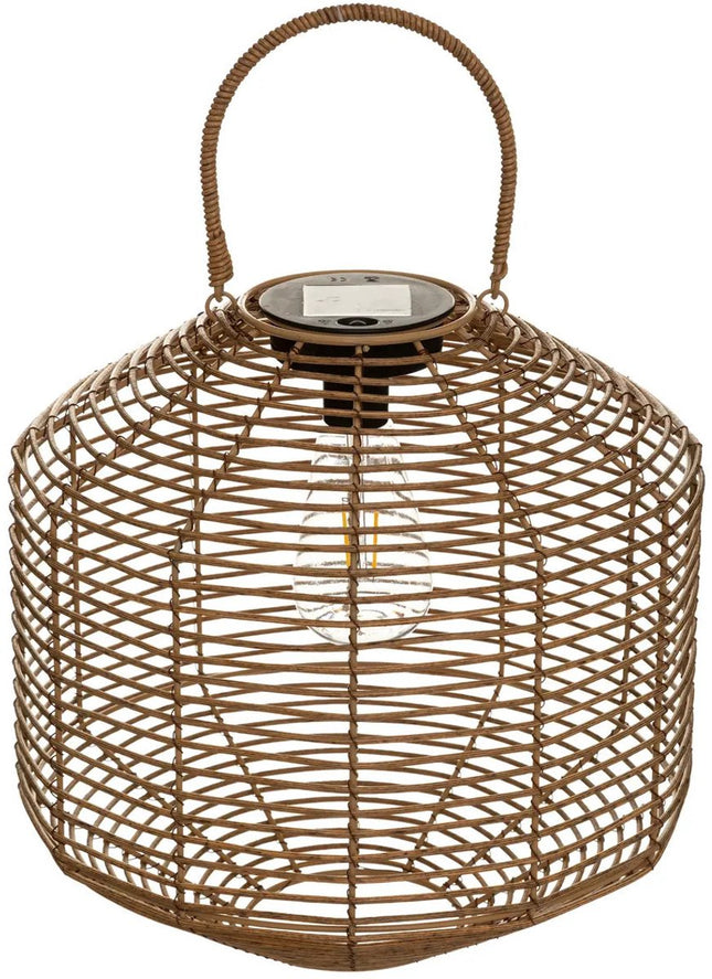Atmosphera Solar tuin lantaarn - naturel - rotan kunststof - 30 x 30 cm - buiten - Led licht