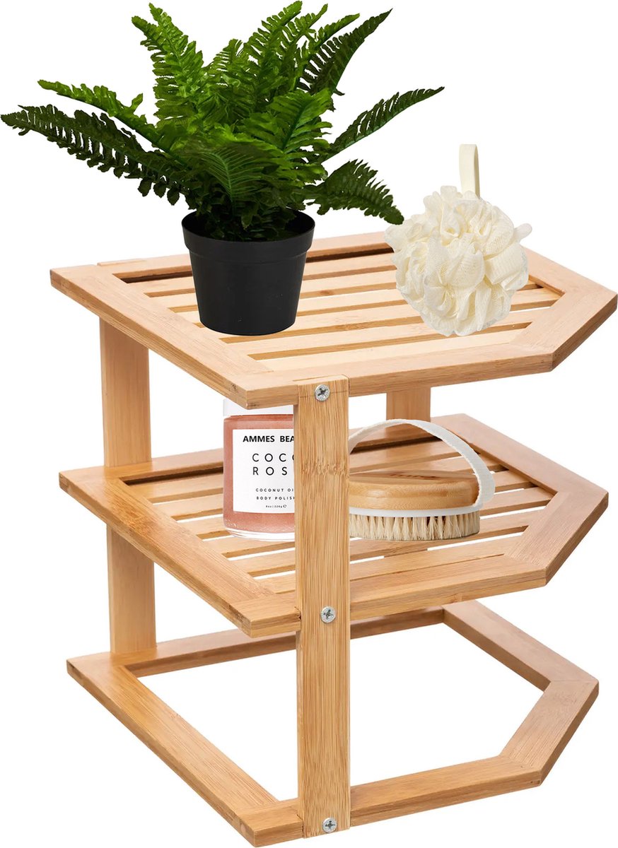 5Five bathroom rack with 2 tiers - 26 x 23 x 26 cm - bamboo wood