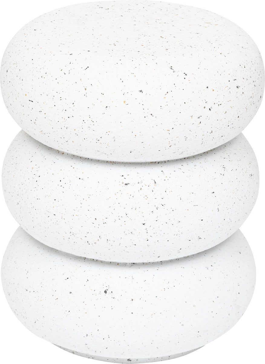 Table basse Atmosphera Stonento Totem en magnésie blanche - Ø35xH43 cm - Blanc