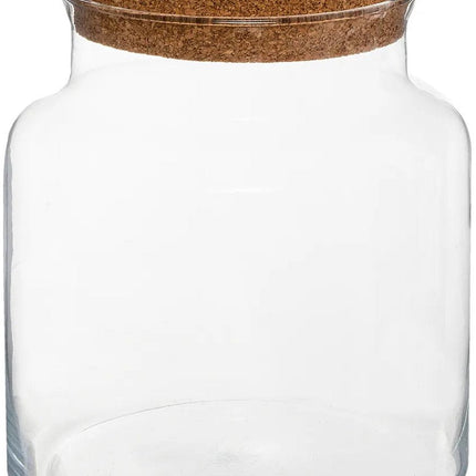 Atmosphera Pot/vaas van glas voor planten ecosysteem - deksel van kurk - D18 x H21 cm - terrarium
