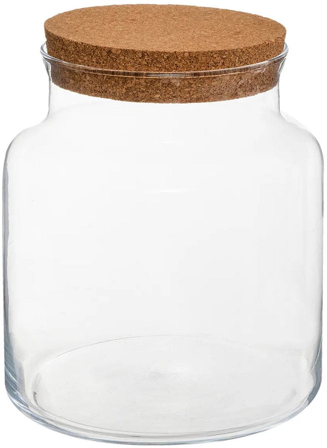 Atmosphera Pot/vaas van glas voor planten ecosysteem - deksel van kurk - D18 x H21 cm - terrarium