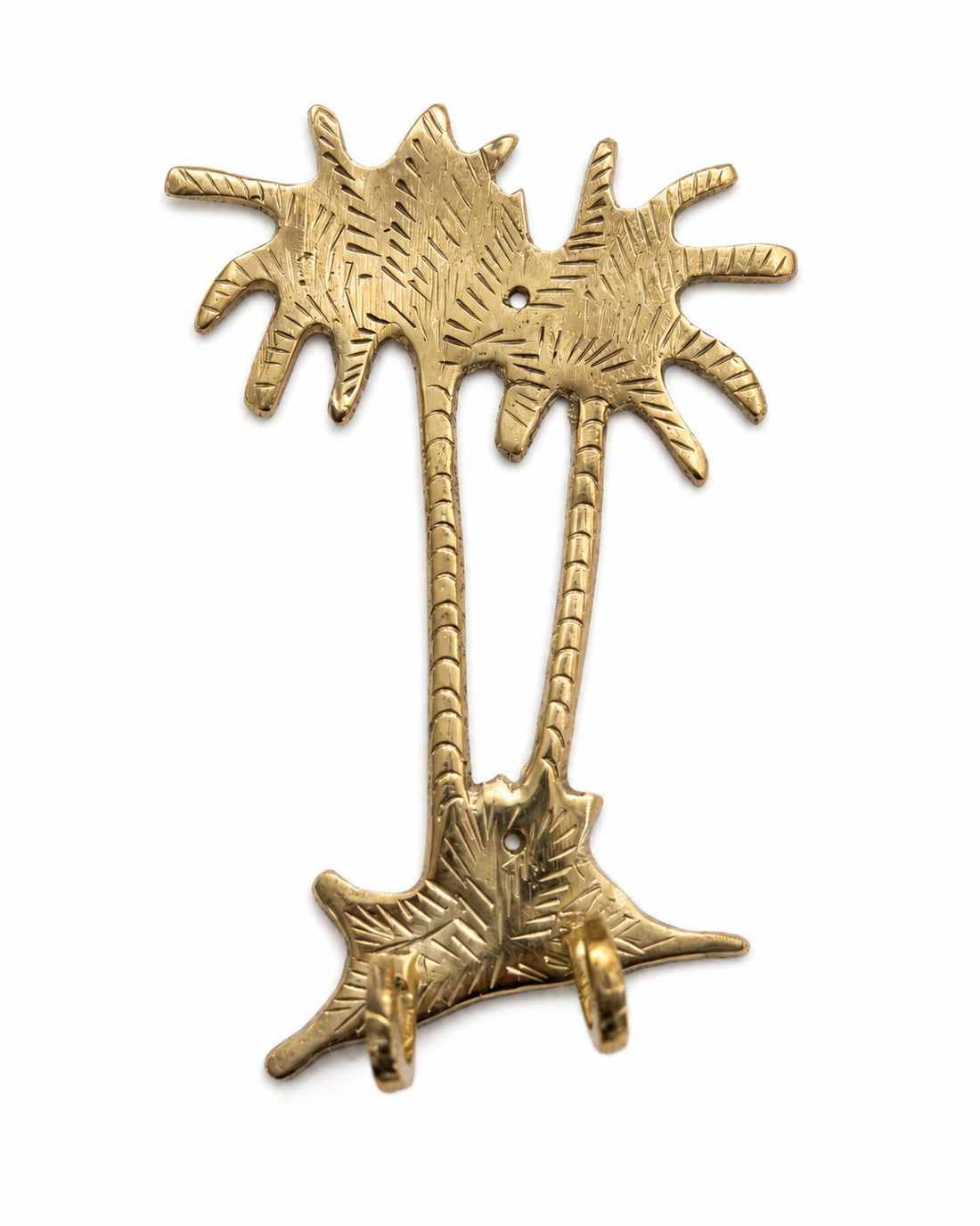 Marokkaanse messing kapstok palmboom – handgemaakt, 2 haken, 20 x 11 cm