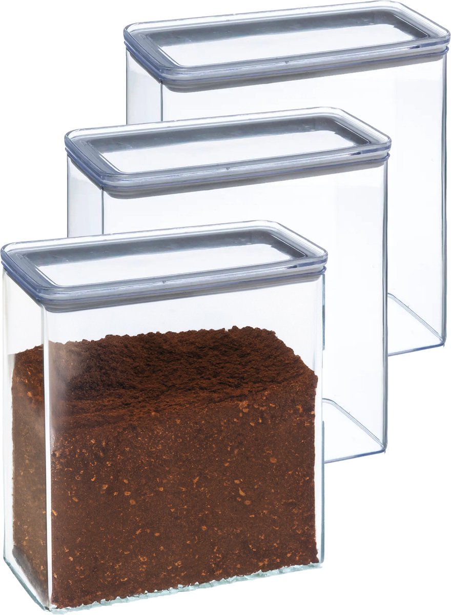 5Five Voorraadpot - 5x - keuken / voedsel - kunststof - 3000 ml - luchtdichte deksel - transparant - 20 x 10 x 20 cm