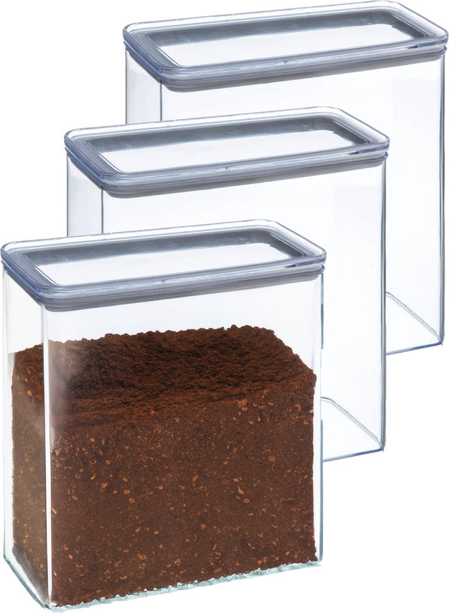 5Five Voorraadpot - 5x - keuken/voedsel - kunststof - 3000 ml - luchtdichte deksel - transparant - 20 x 10 x 20 cm