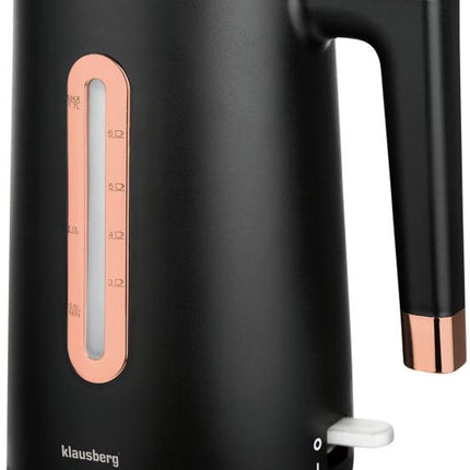 Klausberg KB-7889 Elektrische Waterkoker - 1,7L - Zwart/Rose Goud - 2200W - RVS & PP - Veilig & Stijlvol - Rose Gold