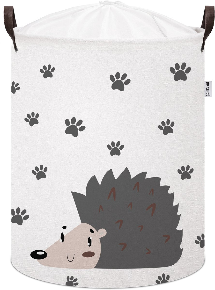 Panier de rangement pour jouets Hérisson - Boîte de rangement en coton avec cordon de serrage - Panier à linge pour enfants - 43 litres - 35 x 35 x 45 cm - Sipo - Panier à linge