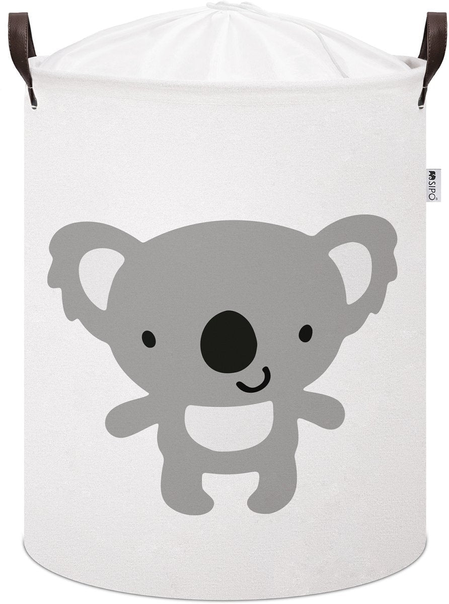 Sipo Koala - Panier à linge en coton pour enfants - Boîte de rangement avec cordon de serrage et poignées - 43 litres - 35x35x45 cm