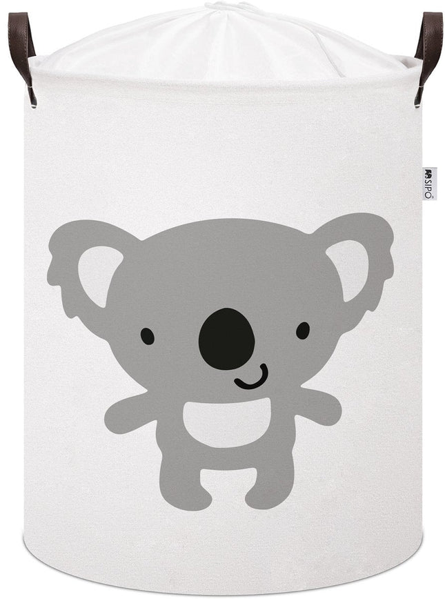 Sipo Koala Speelgoedopbergmand - Katoenen Wasmand voor Kinderen - Opbergbox met Trekkoord en Handvatten - 43 Liter - 35x35x45 cm