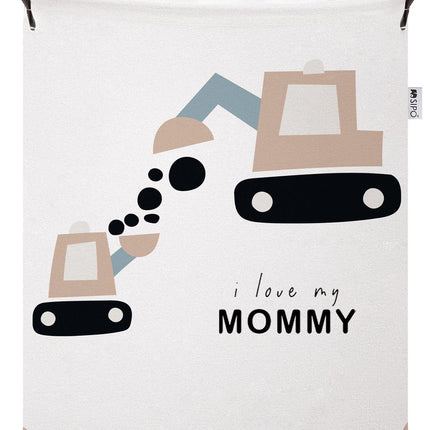 Graafmachine Speelgoedopbergmand - Katoenen Opbergbox met "I Love My Mommy" - Kinderwasmand - 43 Liter - 35x35x45 cm - Speelgoedmand - Sipo