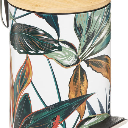 5Five Stijlvol & Compact Afvalemmer 3L met Bamboe Deksel - Softclose - Palawan
