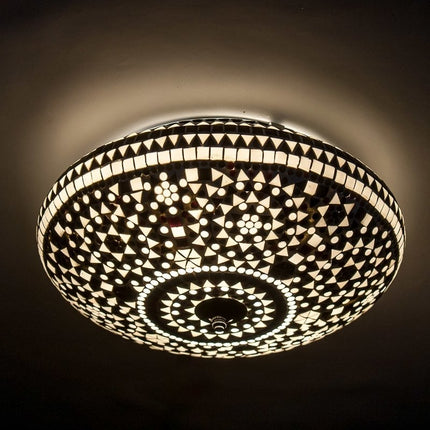 Oosterse mozaïek plafonnière wit zwart Ø 38 cm