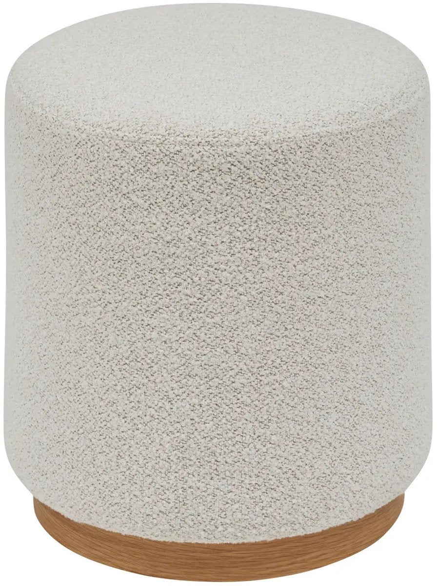 Atmosphera Poef om te zitten - Nesky Boucle - stof / hout - wit - D41 x H45 cm - extra zitplaatsen - stoelen