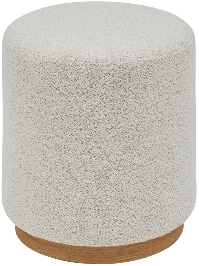 Atmosphera Poef om te zitten - Nesky Boucle - stof/hout - wit - D41 x H45 cm - extra zitplaatsen - stoelen