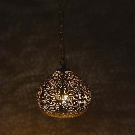 Oosterse hanglamp filigrain stijl Pompoen vintage koper XS