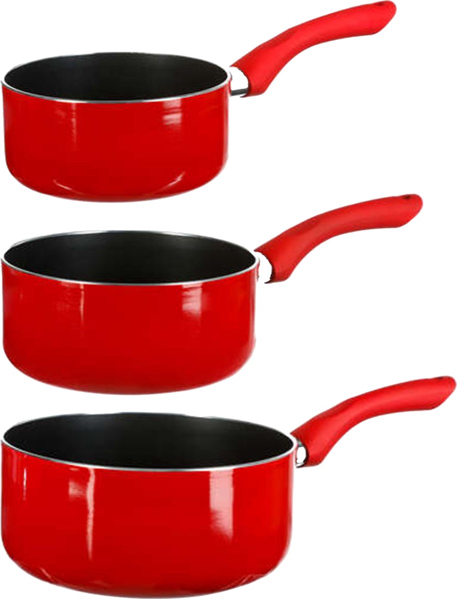 5Five - Steelpannen - Inductie - Set 3x - Dia 16 / 18 / 20 cm - Rood
