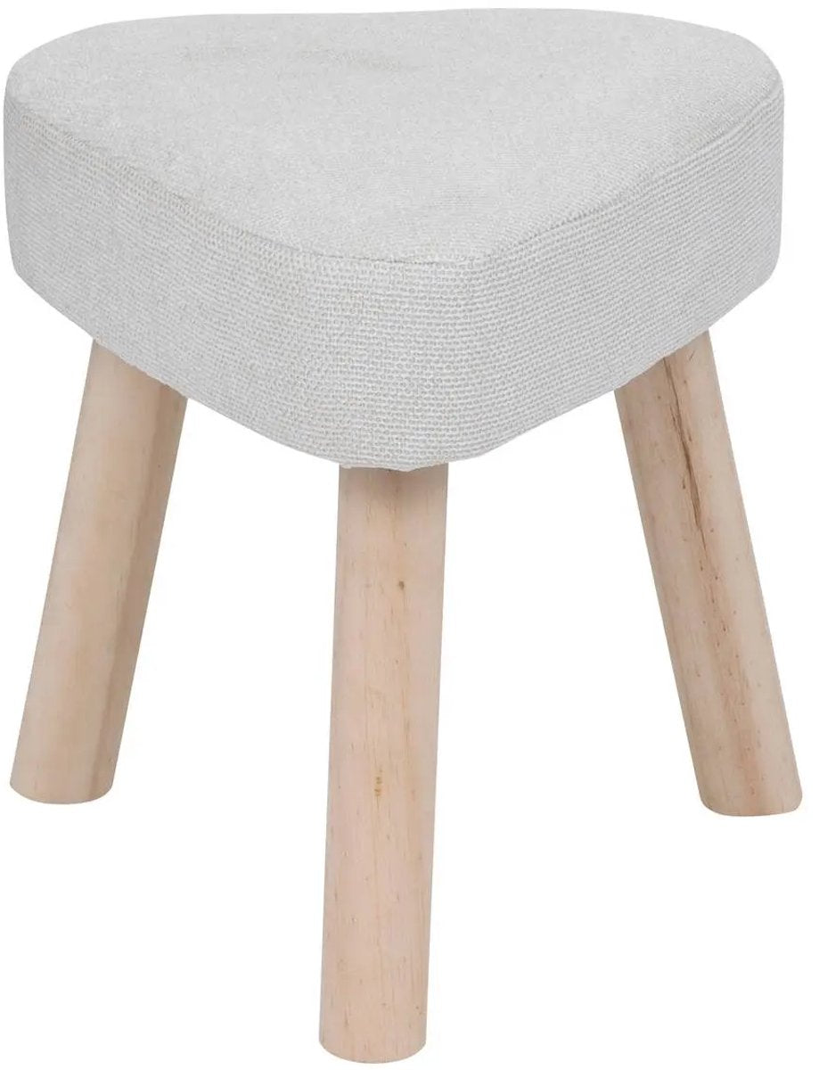 Thena Bijzettafel Krukje - Poef Driepoot in Ivoor - 32 x 32 x 36 cm - Zitkrukje - Bijzettafeltje - Decoratief Krukje