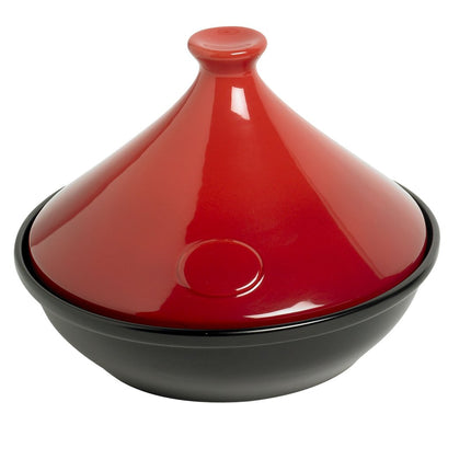Cosy & Trendy Aardewerk Tajine -Ø 31 cm x 25 cm - Zwart-Rood