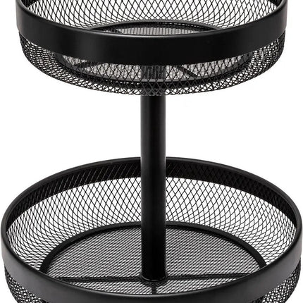 5Five Fruitschaal 2-laags model Double Fruit - metaal - D30 x H31 cm - zwart - rond - Fruitschalen