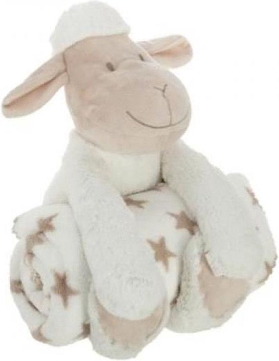 Decke mit Kuscheltier - Schaf - Weiß