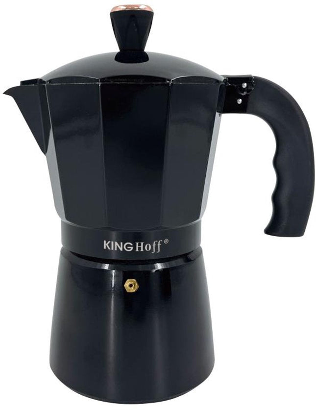 Kinghoff Aluminium Espressokoffiezetapparaat KH-1883 – 6 Kopjes – Zwart – Geschikt voor Inductie - Percolator - 300ml