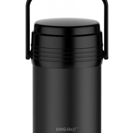 Kinghoff KH-1396 Etensthermos - Roestvrijstalen 3-delige Lunchset 1,5L - Zwart - Dubbelwandig, Lichtgewicht & Onbreekbaar