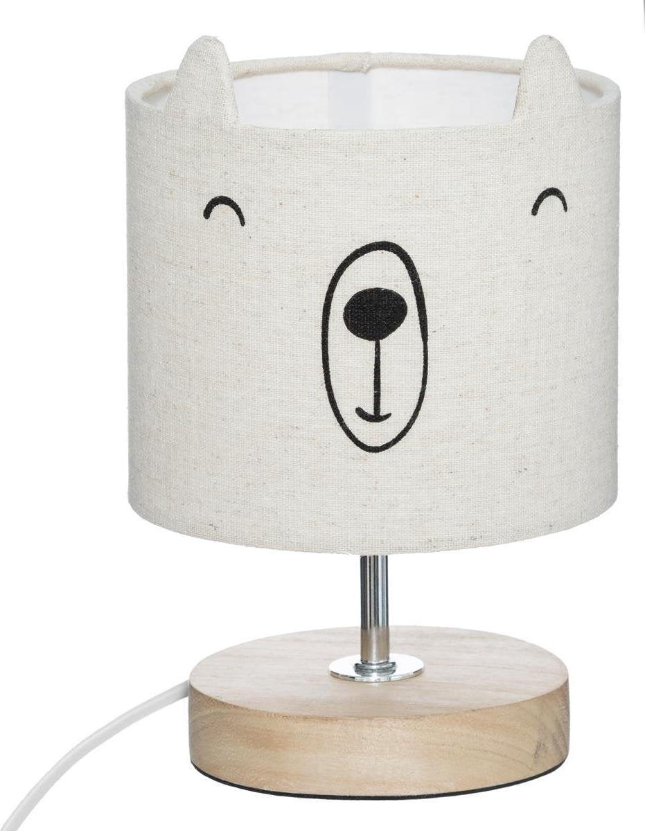 Atmosphera Kids nachtlamp beer – beige, met berengezicht, E14-fitting