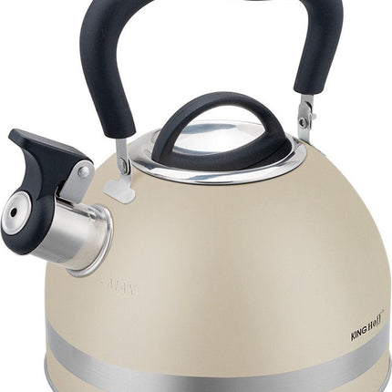 Kinghoff 1854 - Fluitketel met fluit - 1.8 liter - RVS - Creme
