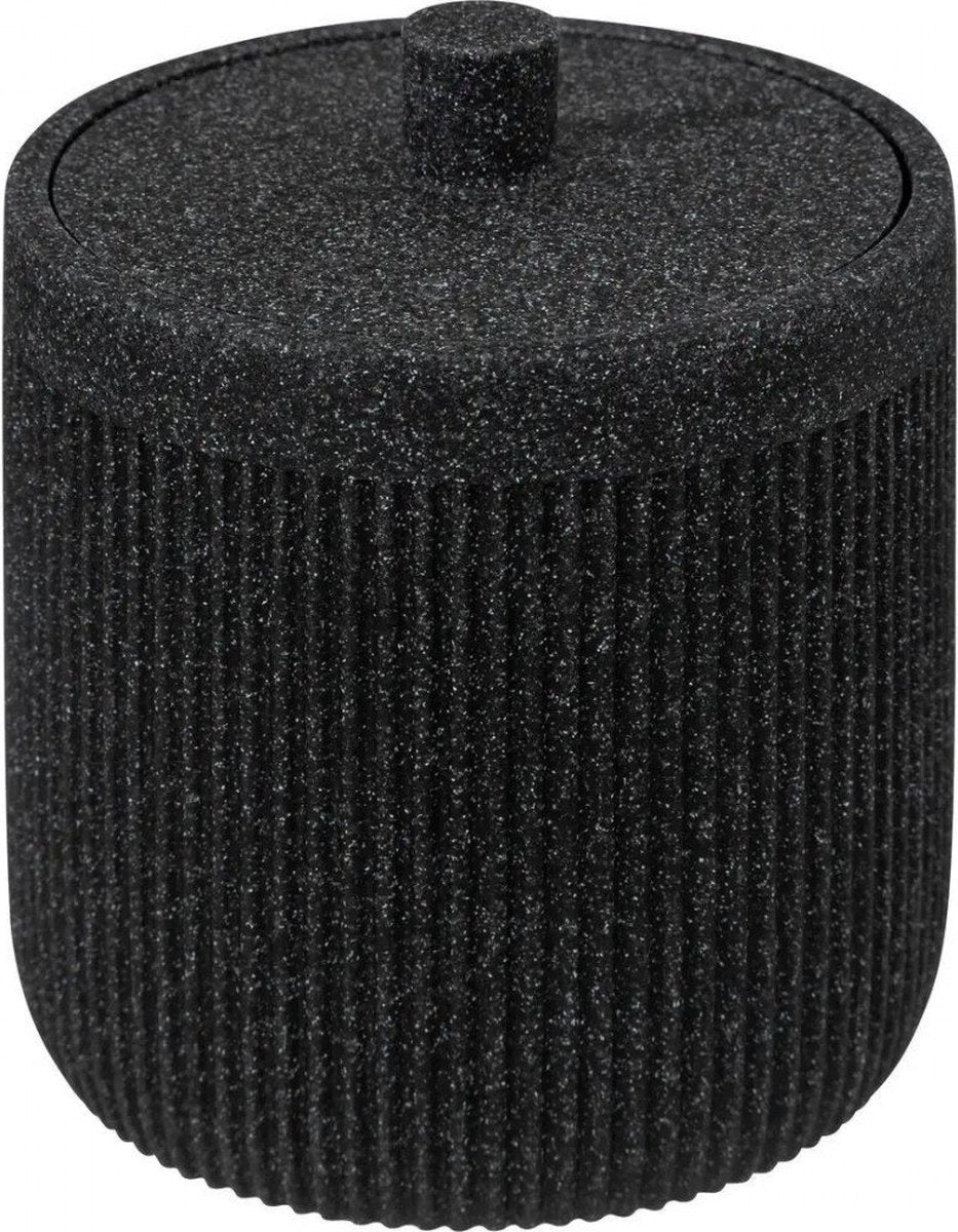 5Five wattenpot zwart met deksel – polyresin, Ø 10 x 12 cm