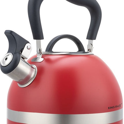 Kinghoff 1853 - Fluitketel met fluit - 1.8 liter - RVS - Rood