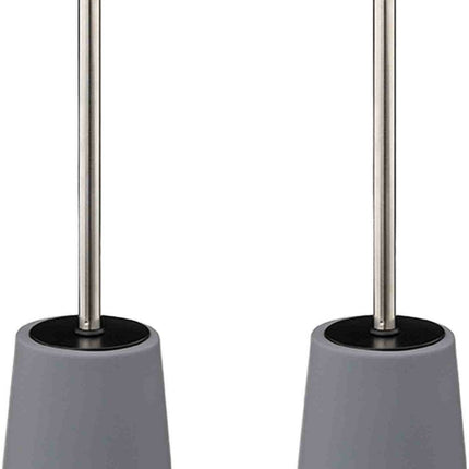2x 5five wc-/toiletborstel met houder - zandsteen - grijs - rond - 39 cm