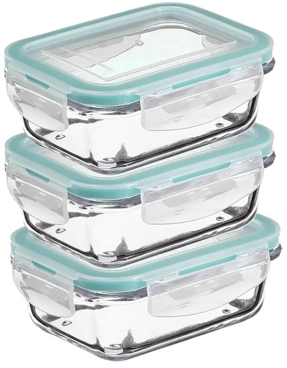 5Five glazen vershoudbakjes met deksel – set van 3, 330 ml, luchtdicht