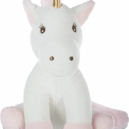 Atmosphera Knuffeldier Eenhoorn/Unicorn Rosy - zachte pluche - fantasy knuffels - wit/roze - 22 cm
