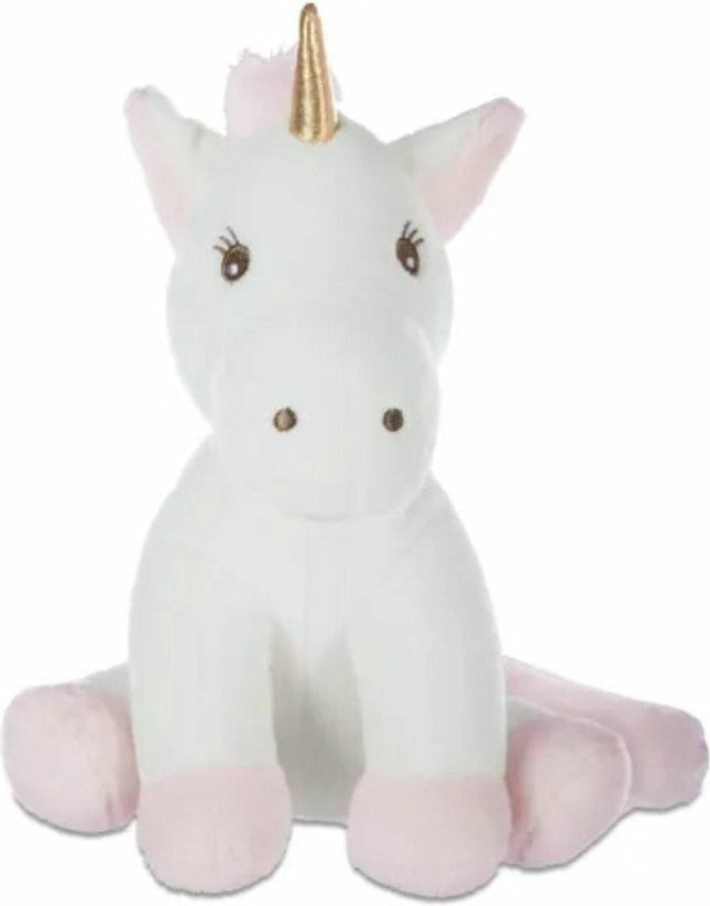 Atmosphera Knuffeldier Eenhoorn/Unicorn Rosy - zachte pluche - fantasy knuffels - wit/roze - 22 cm