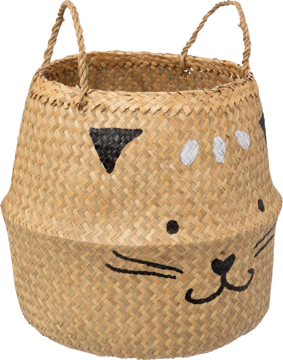 Atmosphera Kids Wicker Cat Storage Basket Ø37x38cm - Beige