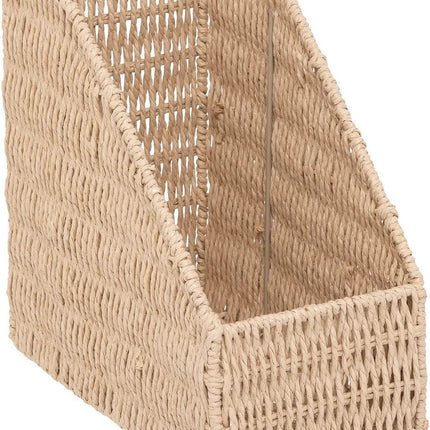 5Five Lectuurbak/documenten opbergbak - naturel koord - metaal/touw - L15 x B26 x H27 cm - Kantoorbenodigdheden - Bureau-accessoires