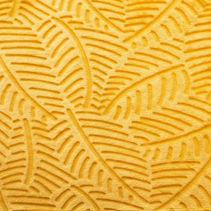 Woonplaid 125 x 150cm | Fleecedeken | met palmblad motief | Okergeel