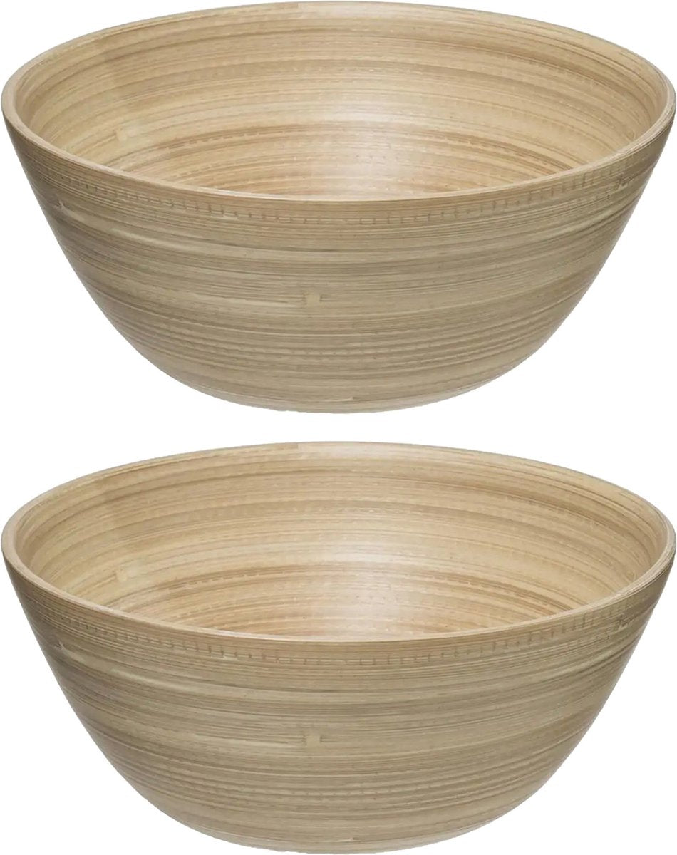 Secret de Gourmet Salatschüssel/Servierschale – Bambus – D30 cm – 2er-Set