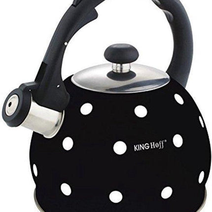 Kinghoff Fluitketel zwart stippel - 2 l