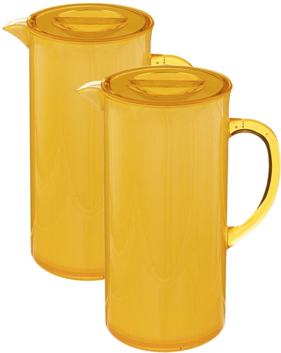 5Five Gießkanne/Karaffe - 3er-Set - gelb - mit Deckel - 1950 ml - Kunststoff - Limonade/Wasser