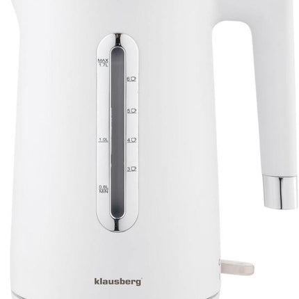 Klausberg KB-7890 Elektrische Waterkoker - 1,7L - Wit - 2200W - RVS & PP - Energiezuinig & Stil