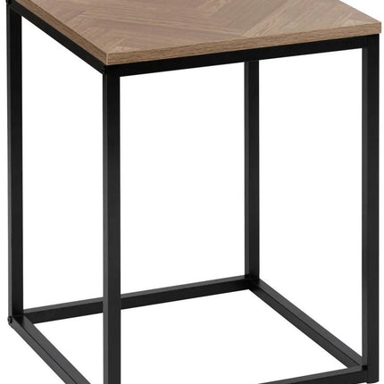 5Five Bijzettafeltje Chevron - hout/metaal - lichtbruin/zwart - D40 x H50 cm - koffie tafel